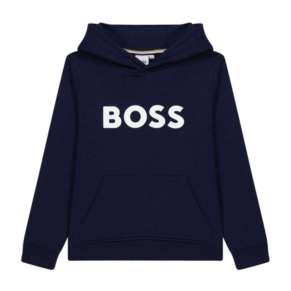 Boss Childrens/Kids Print Logo Hoodie / Navy